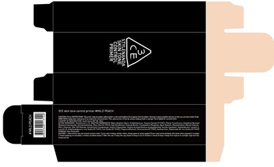 3ce skin tone control primer mild peach carton.jpg Image of carton - 3ce skin tone control primer mild peach carton